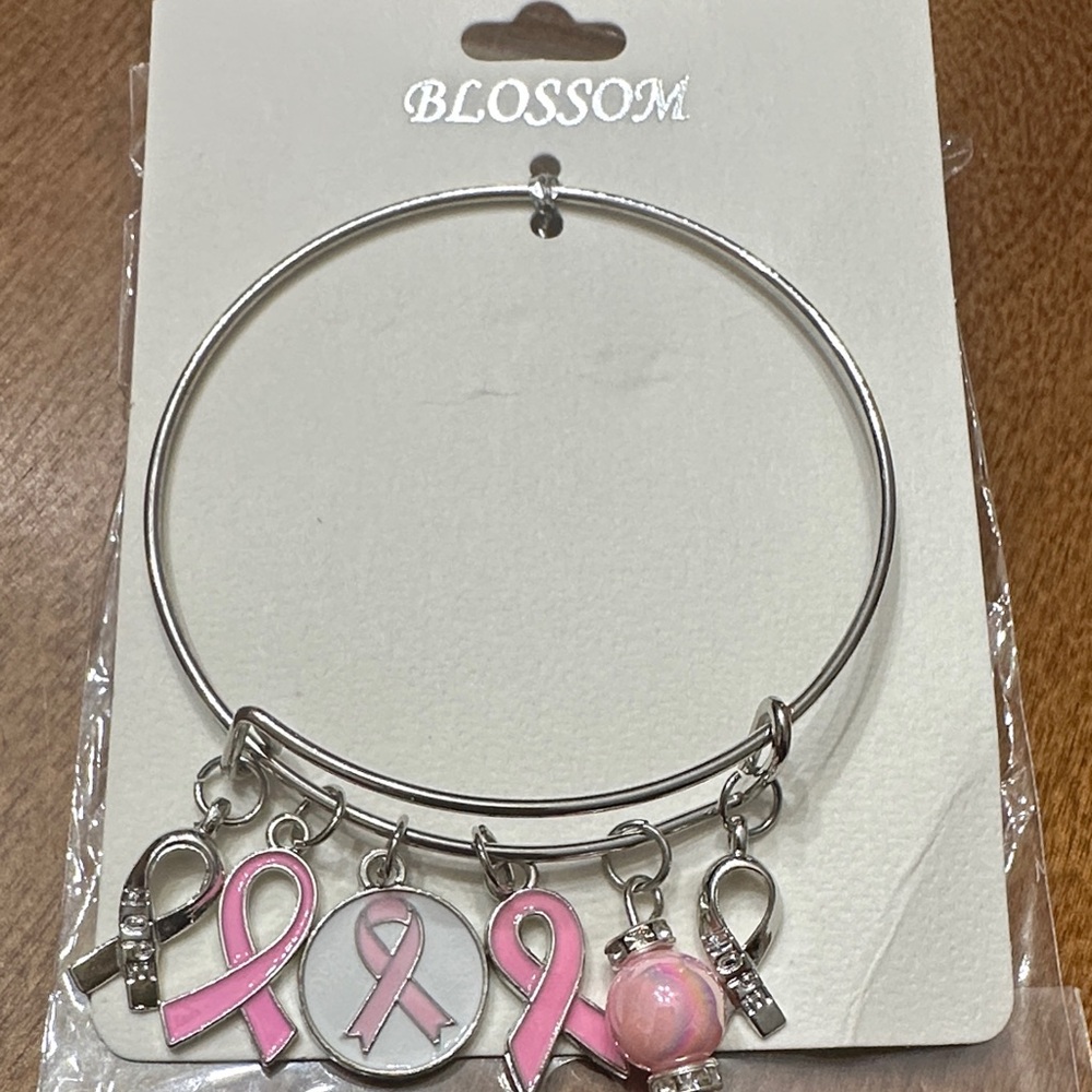 Blossom Pink Ribbon Charm Bracelet